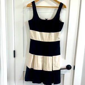 Banana Republic Black and Cream Pleated Mini Dress